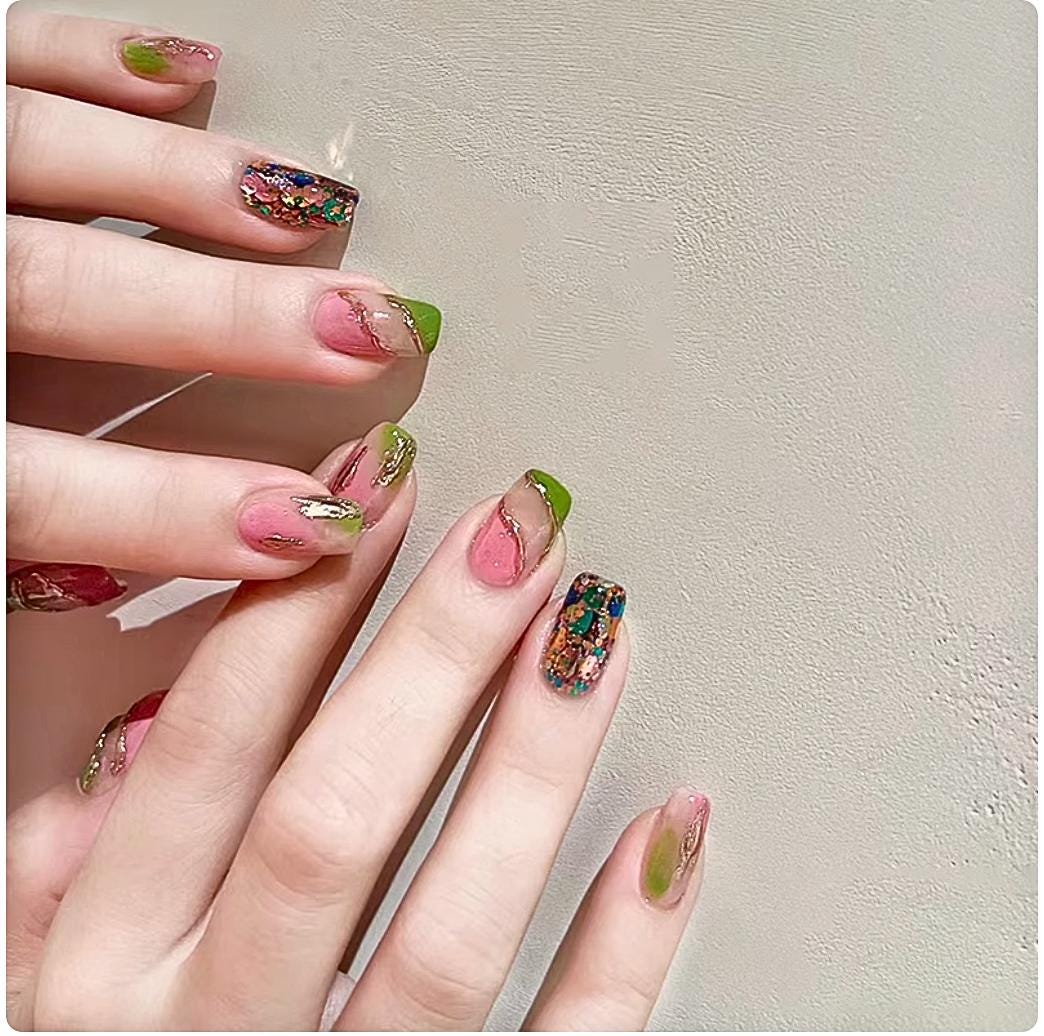 Stained Glass Style Gel Press-on Nails