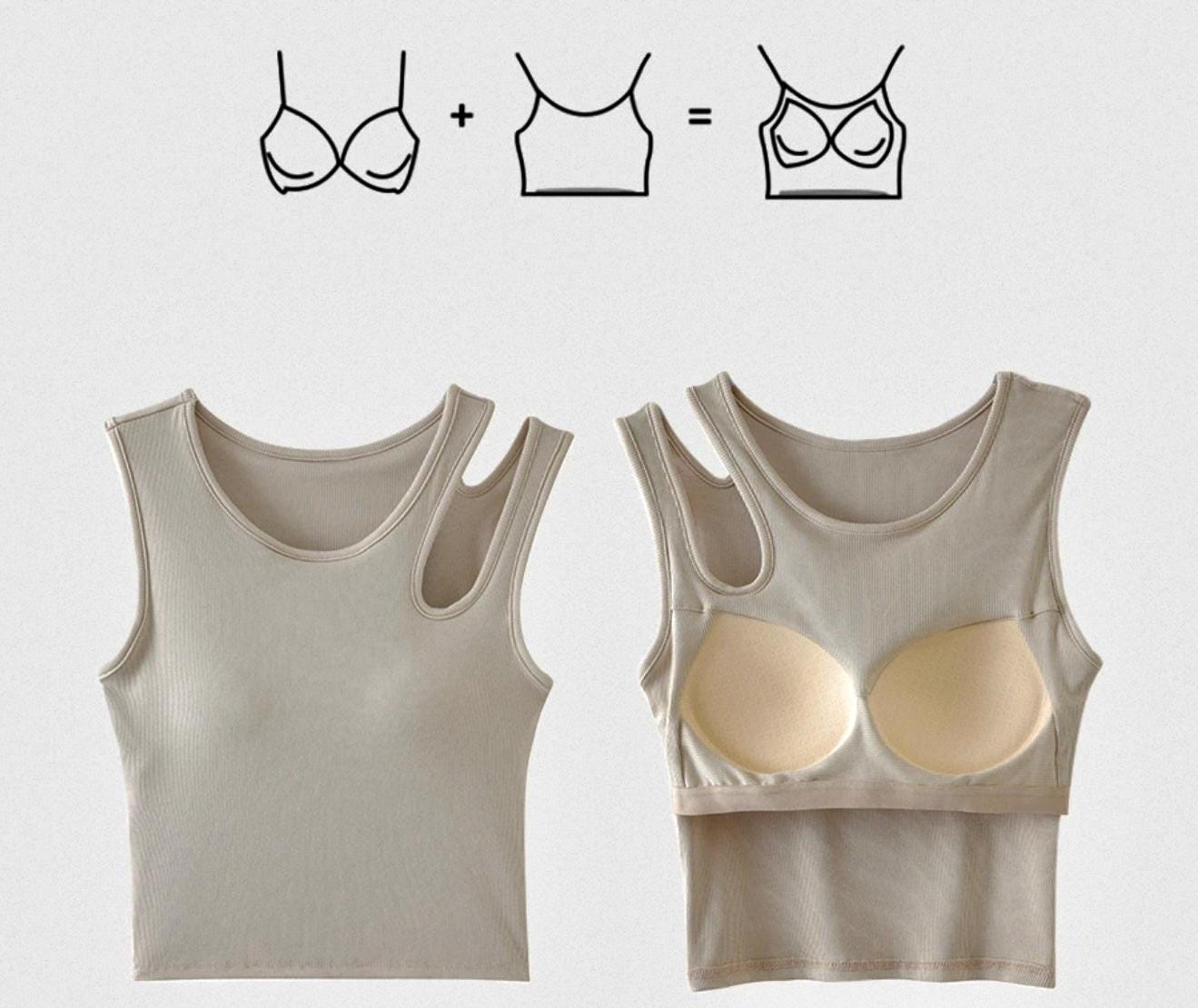 Beige Asymmetrical Cutout Ribbed Crop Top