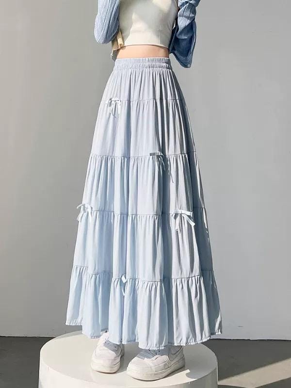 Tiered Maxi Skirt with Bows
