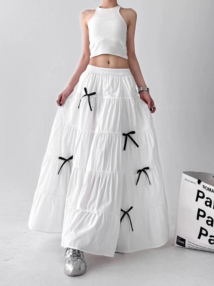 Tiered Maxi Skirt with Bows