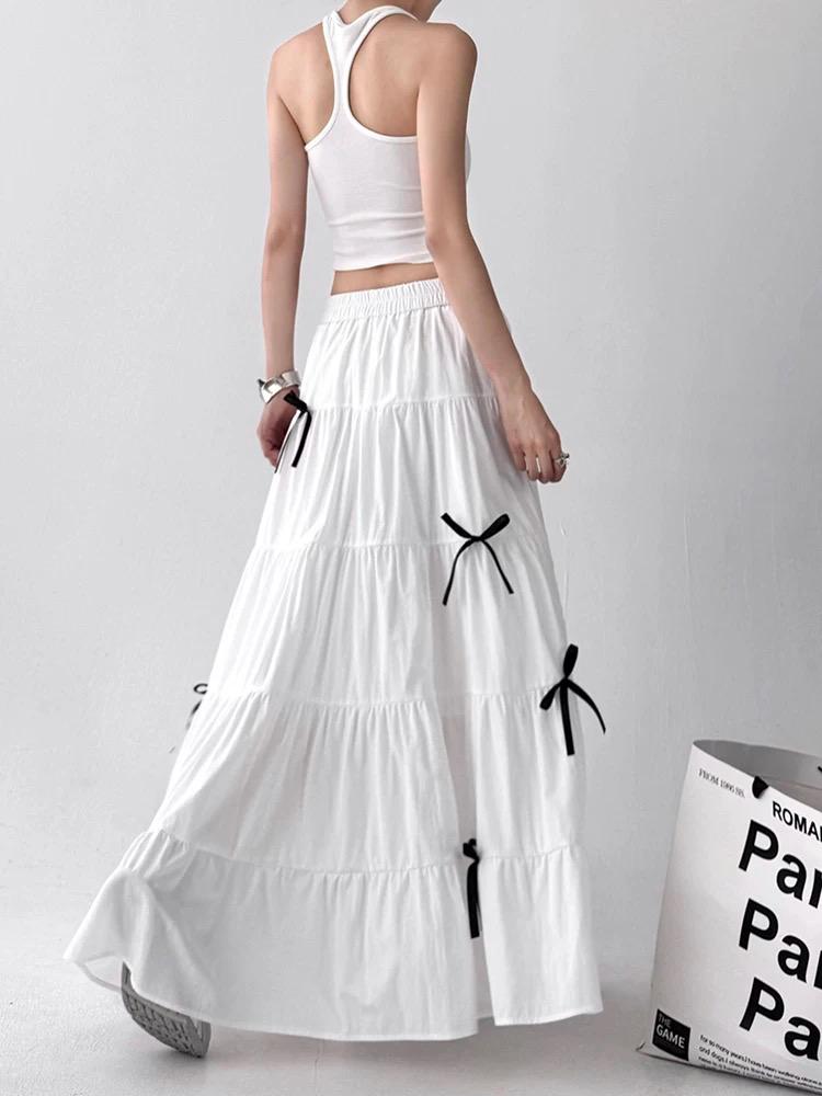Tiered Maxi Skirt with Bows