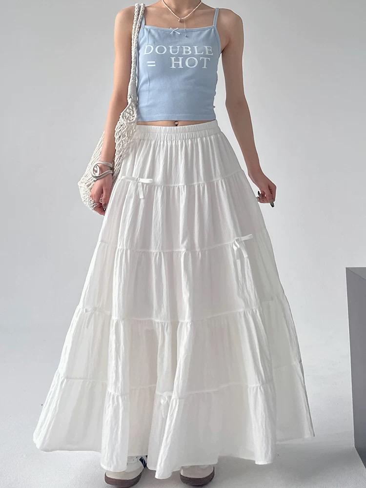 Tiered Maxi Skirt with Bows