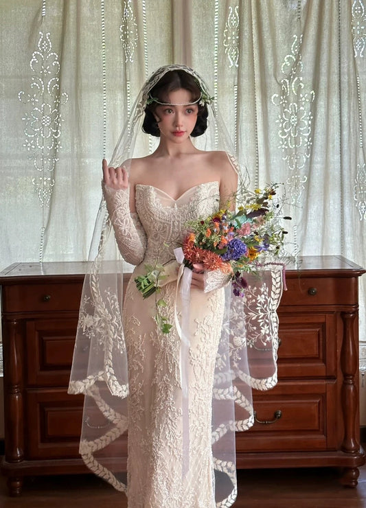 Embroidered Mantilla Bridal Veil