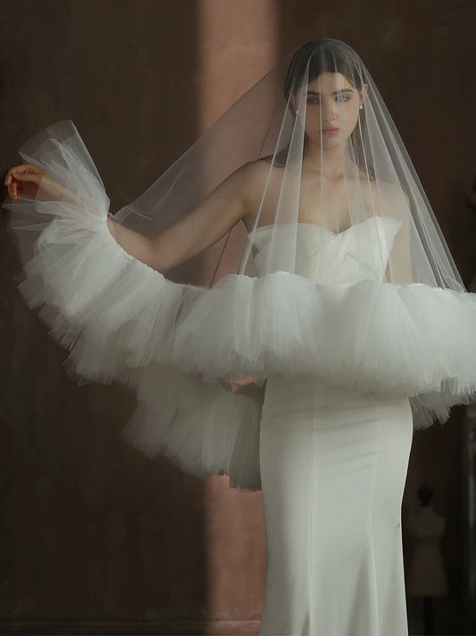 Ruffled Edge Cathedral Veil