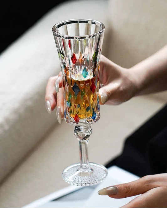 Jeweled Confetti Crystal Champagne Flutes