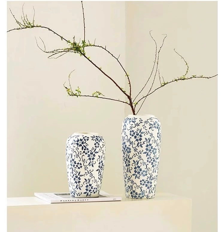 Blue Floral Porcelain Vase