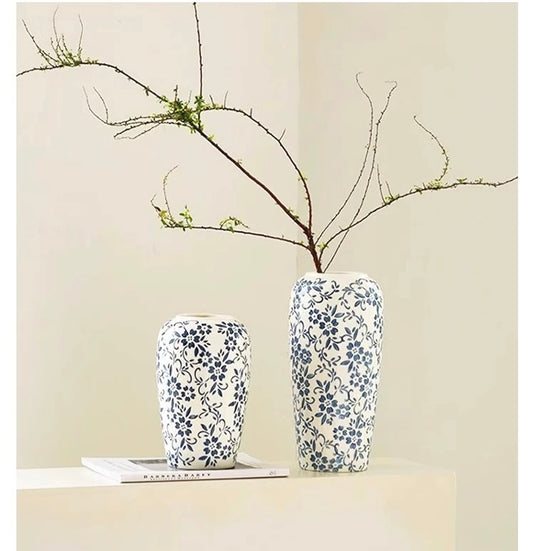 Blue Floral Porcelain Vase