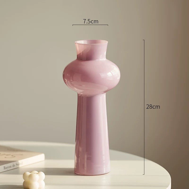 Pastel Art Glass Vase Collection — Modern Iridescent Pink, Green & Lilac Home Decor