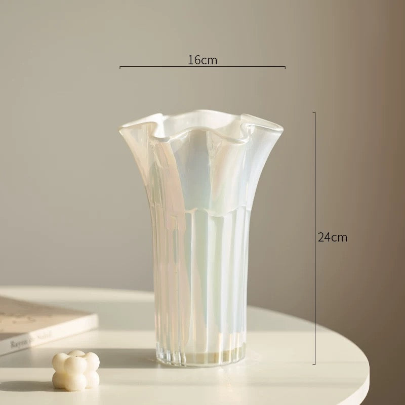 Pastel Art Glass Vase Collection — Modern Iridescent Pink, Green & Lilac Home Decor