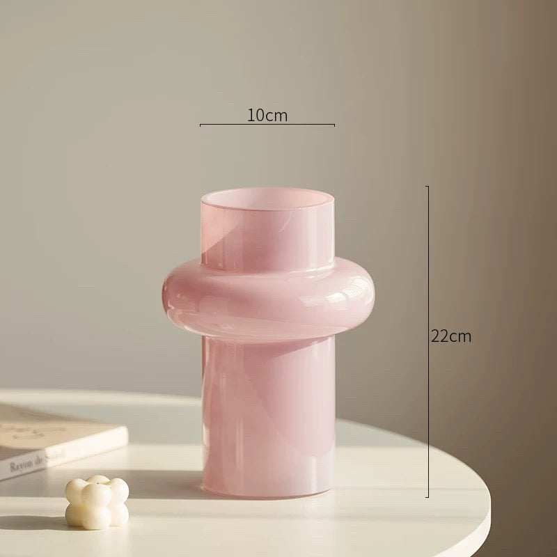 Pastel Art Glass Vase Collection — Modern Iridescent Pink, Green & Lilac Home Decor