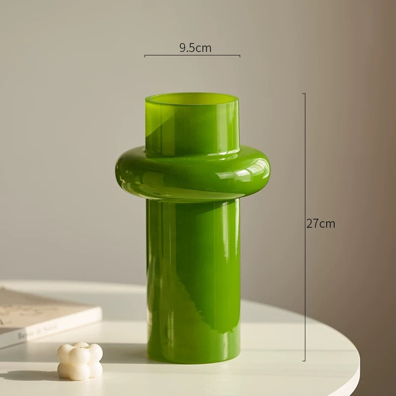 Pastel Art Glass Vase Collection — Modern Iridescent Pink, Green & Lilac Home Decor