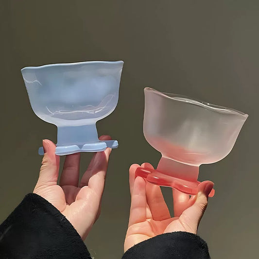 Frosted Pink Glass Dessert Bowl – Vintage-Inspired Pastel Ice Cream Cup