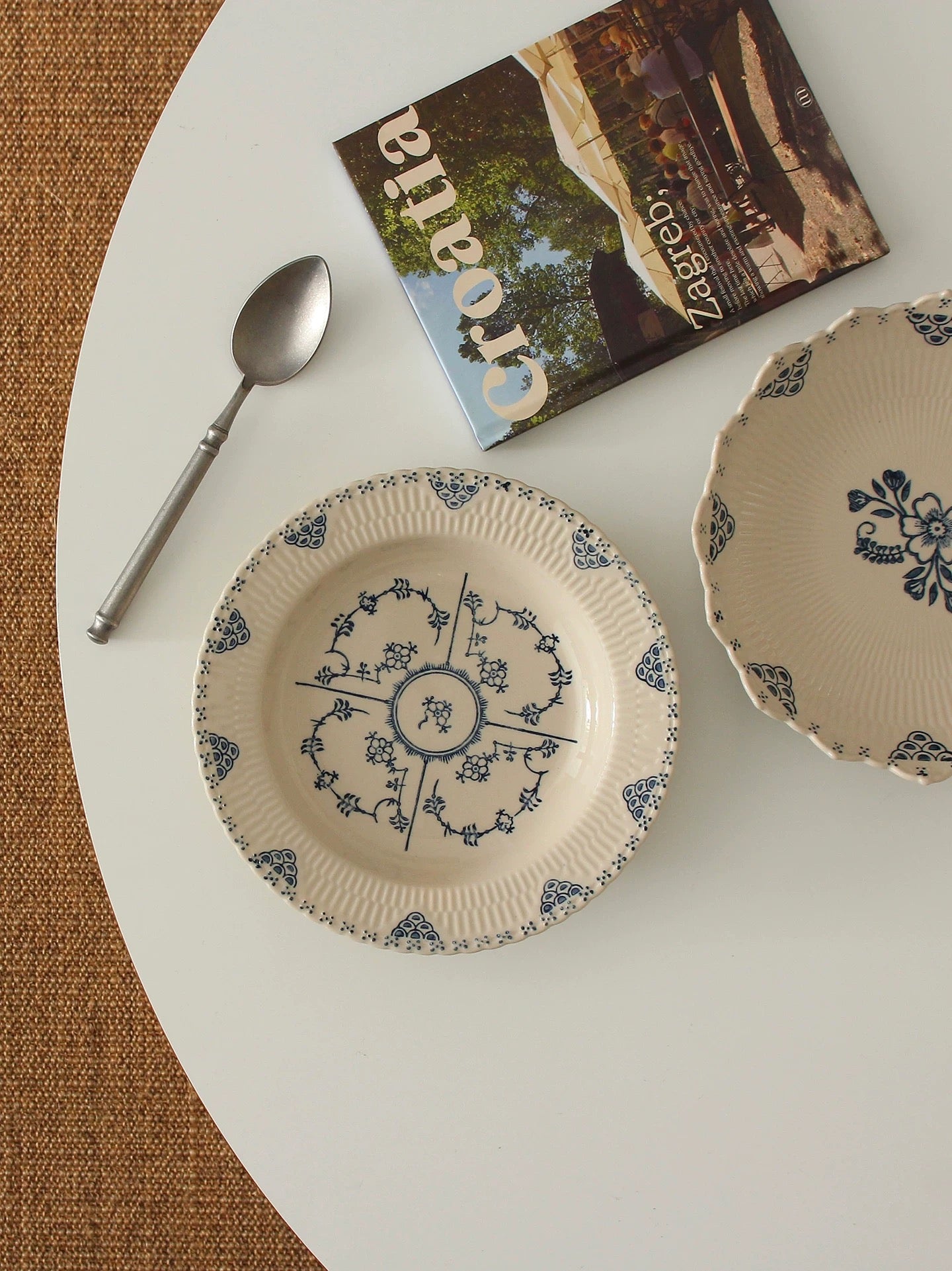 Vintage Blue Floral Rimmed Bowl