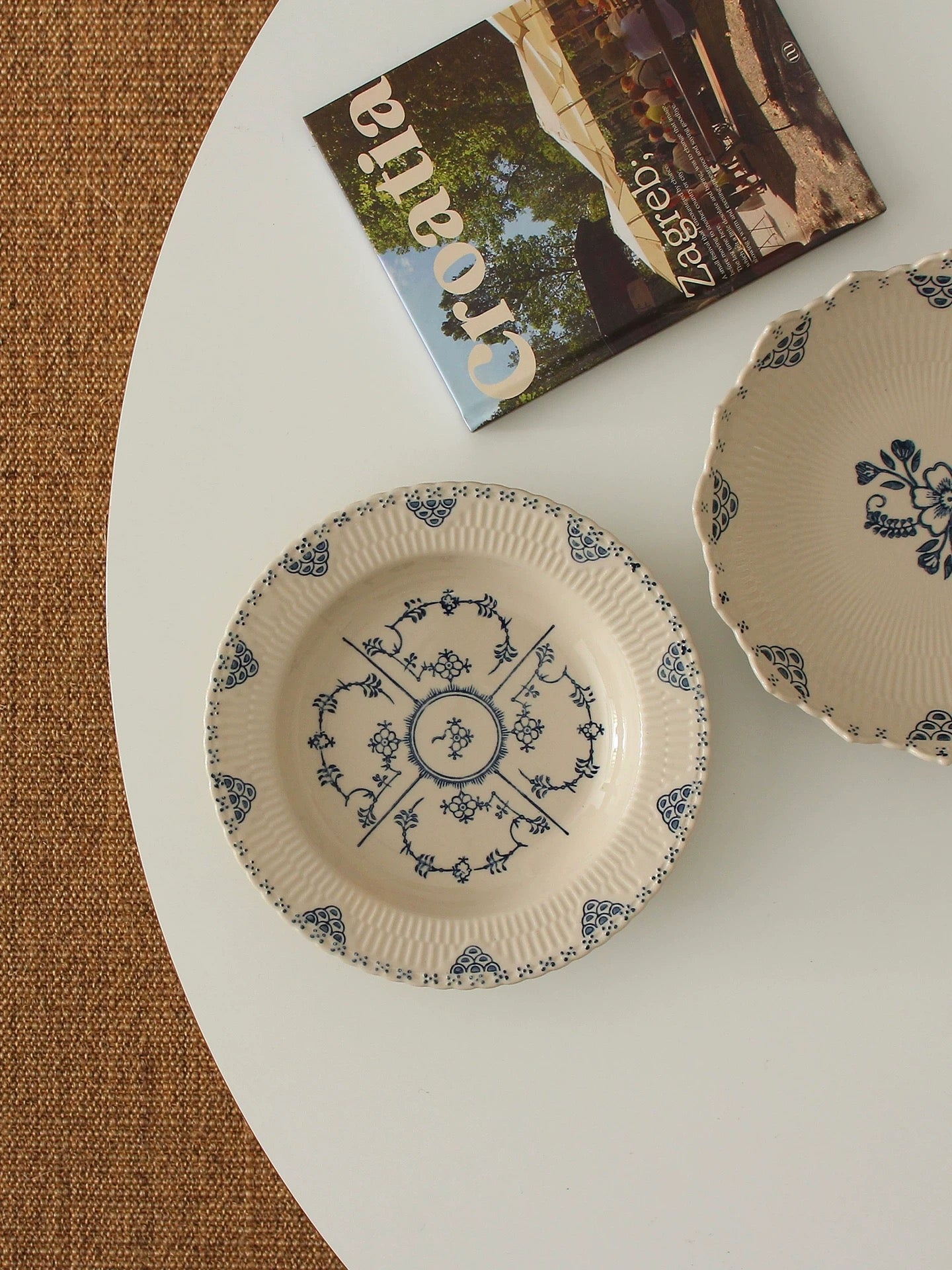 Vintage Blue Floral Rimmed Bowl