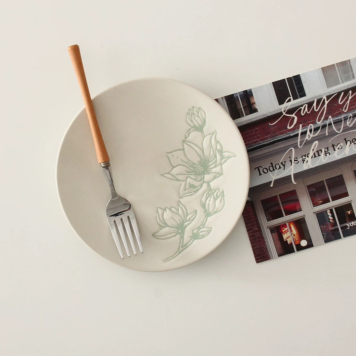 Embossed Botanical Ceramic Plates