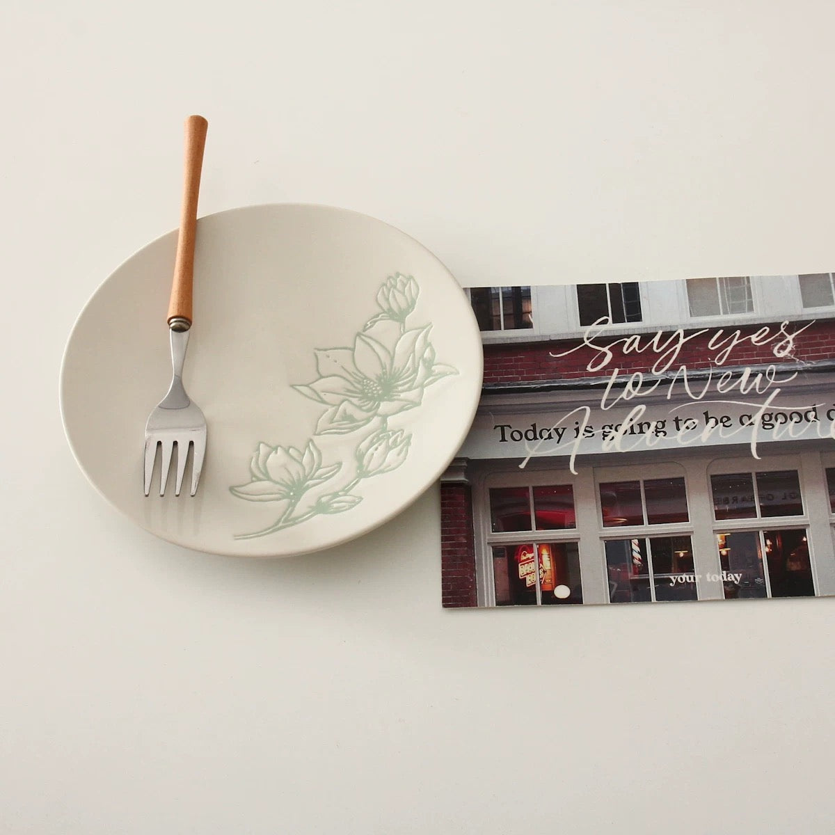 Embossed Botanical Ceramic Plates