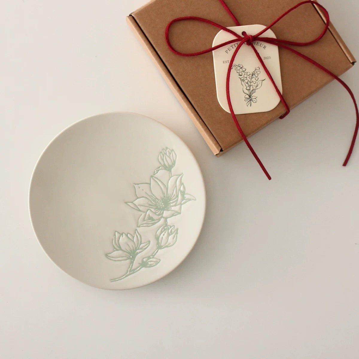 Embossed Botanical Ceramic Plates