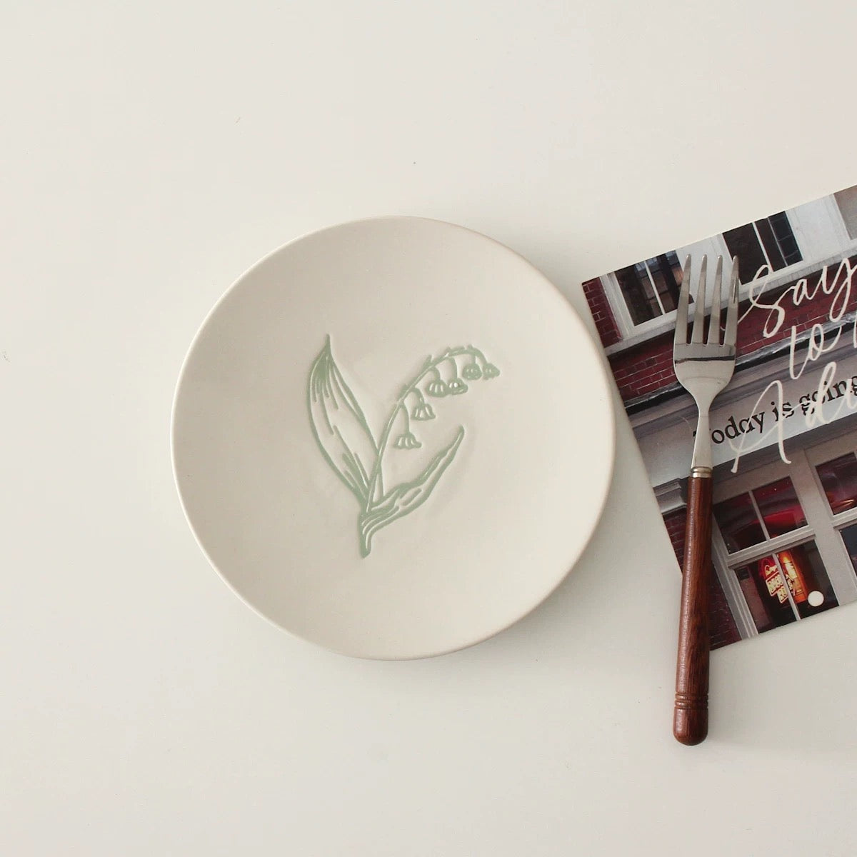 Embossed Botanical Ceramic Plates