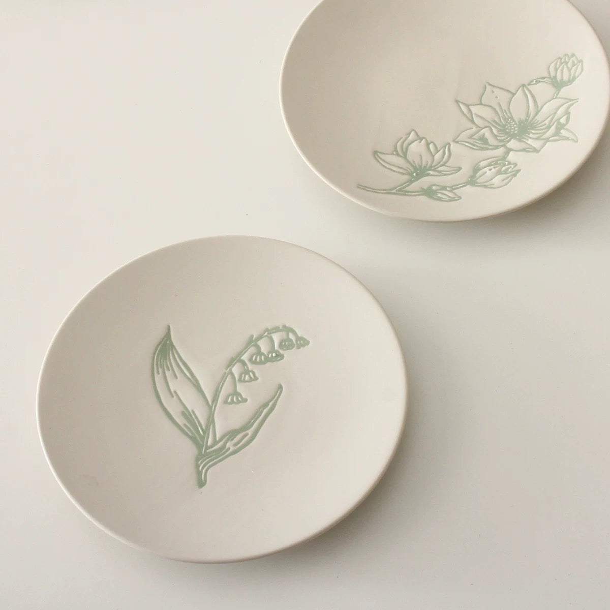 Embossed Botanical Ceramic Plates