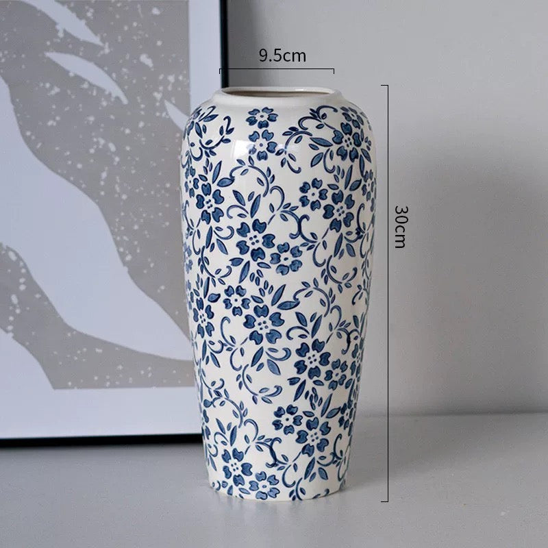 Blue Floral Porcelain Vase