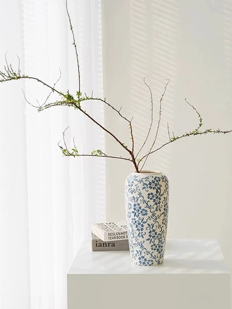 Blue Floral Porcelain Vase