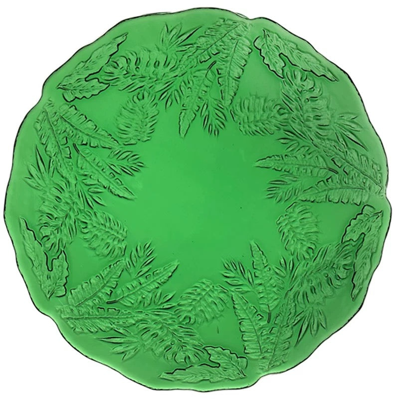 Emerald Fern Pressed Glass Serving Plates (Sets)