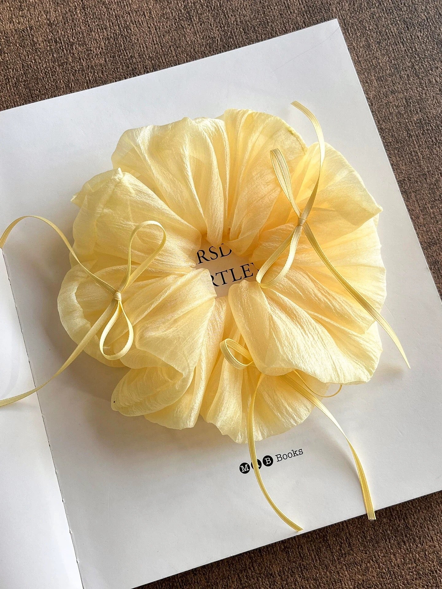 Yellow Silk Bow Detail Oversized Scrunchie