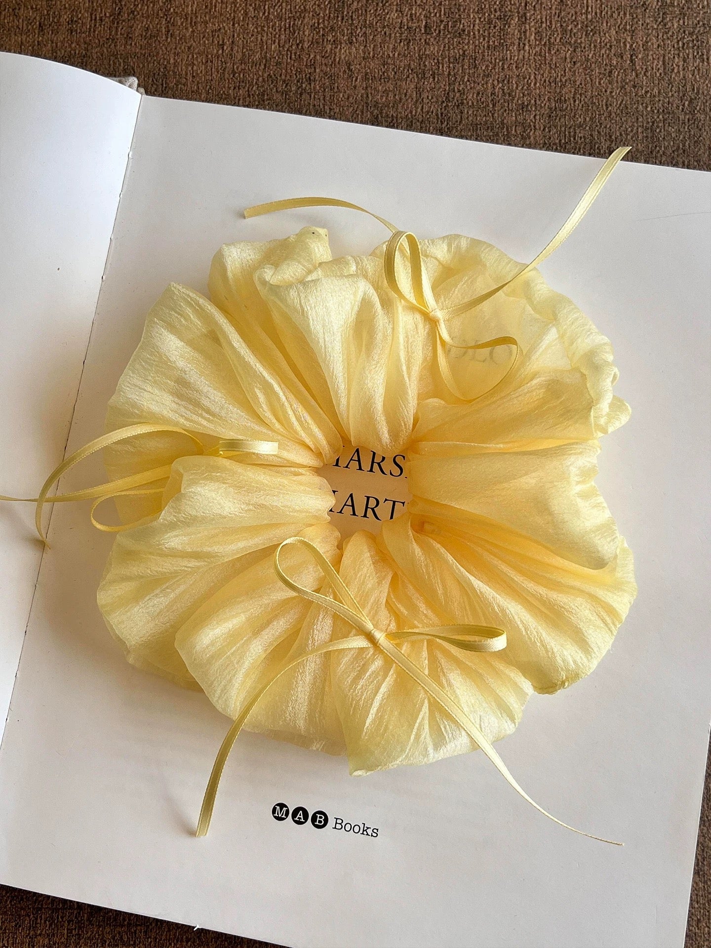 Yellow Silk Bow Detail Oversized Scrunchie