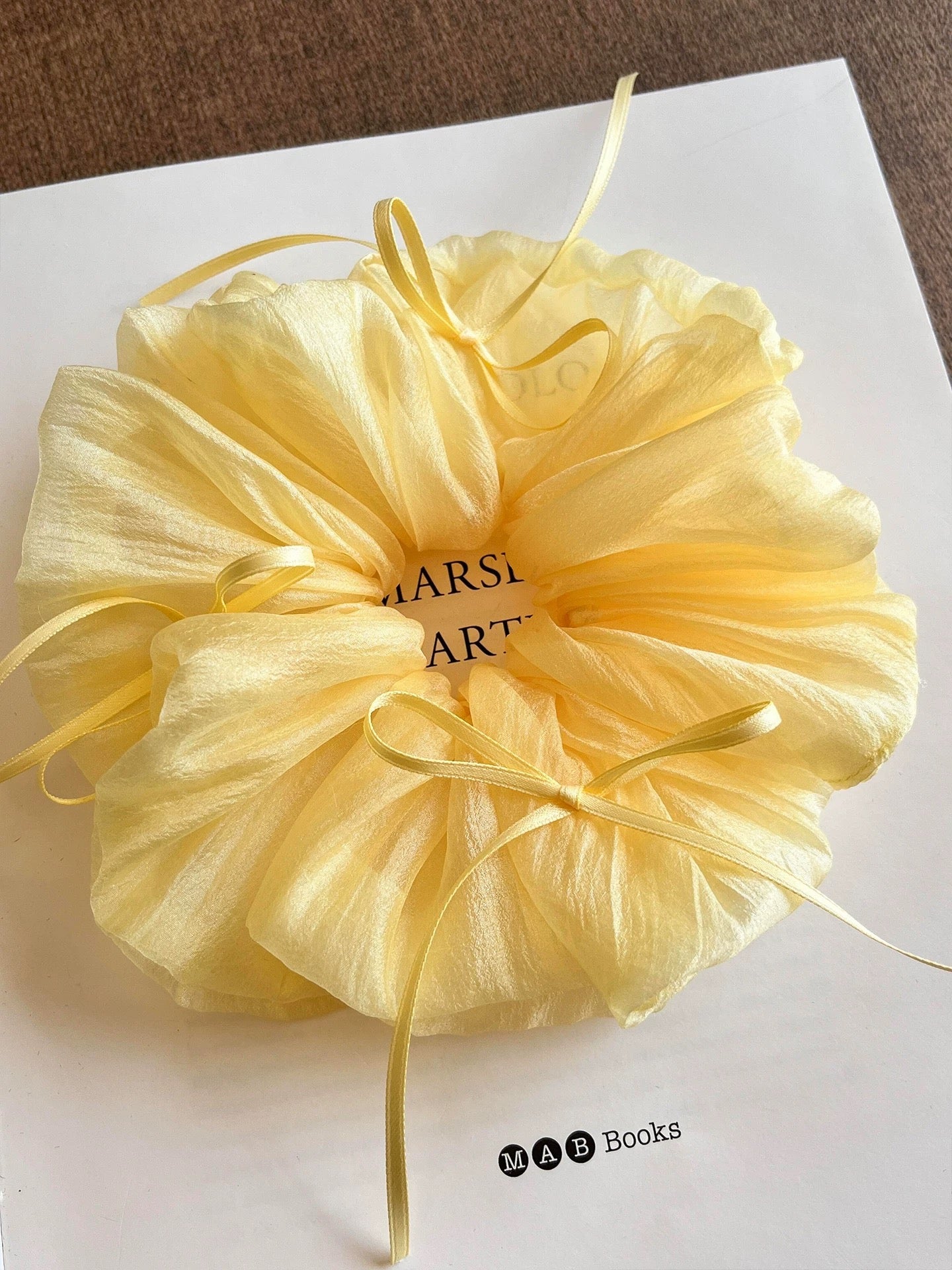 Yellow Silk Bow Detail Oversized Scrunchie