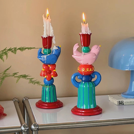Circus Carnival Whimsy Candlestick Holder Set (Pair)