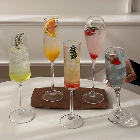 Minimal Muse Cocktail Flutes — Crystal Sleek Modern Set(5)