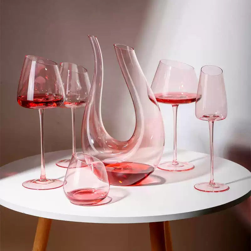 Elegant Blush Pink Wine Decanter Set – Complete Wine Service with Glasses, Decanter & Accessories