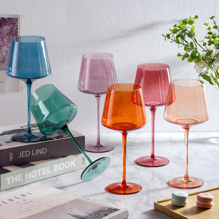 Luxe Jewel Tone Wine Glasses – Modern Colored Stemless Wine Glass Collection in Rich Gem Colors