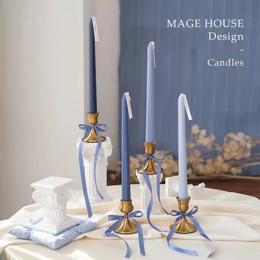 Mage House Design Modern Brass Candlestick Set with Display Base