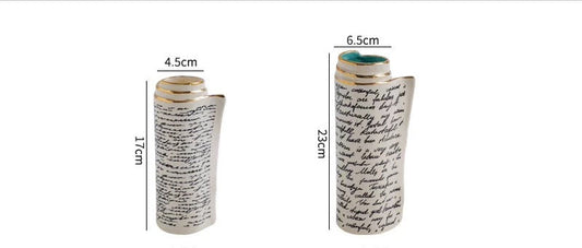 Two cylindrical vases with measurements labeled on a white background
