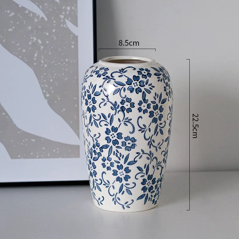 Blue Floral Porcelain Vase