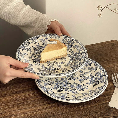 Blue Willow Floral Ceramic Dessert Plates (Single)