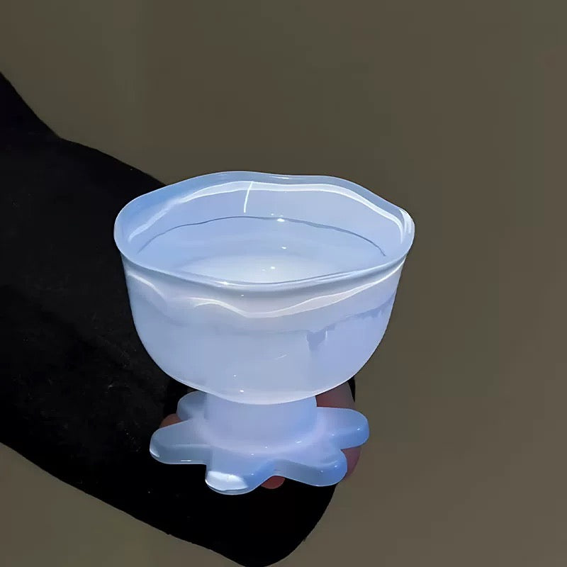 Frosted Pink Glass Dessert Bowl – Vintage-Inspired Pastel Ice Cream Cup