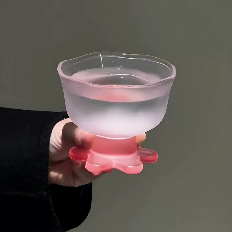 Frosted Pink Glass Dessert Bowl – Vintage-Inspired Pastel Ice Cream Cup