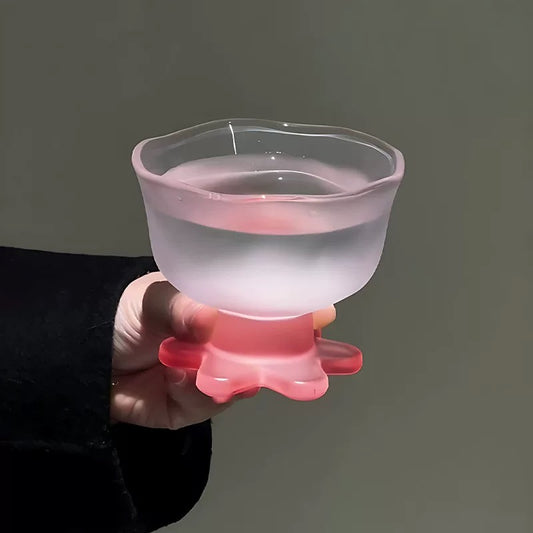 Frosted Pink Glass Dessert Bowl – Vintage-Inspired Pastel Ice Cream Cup