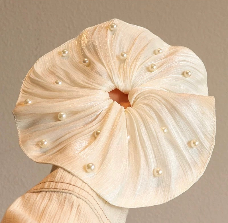 Satin Beaded Oversized Scrunchie