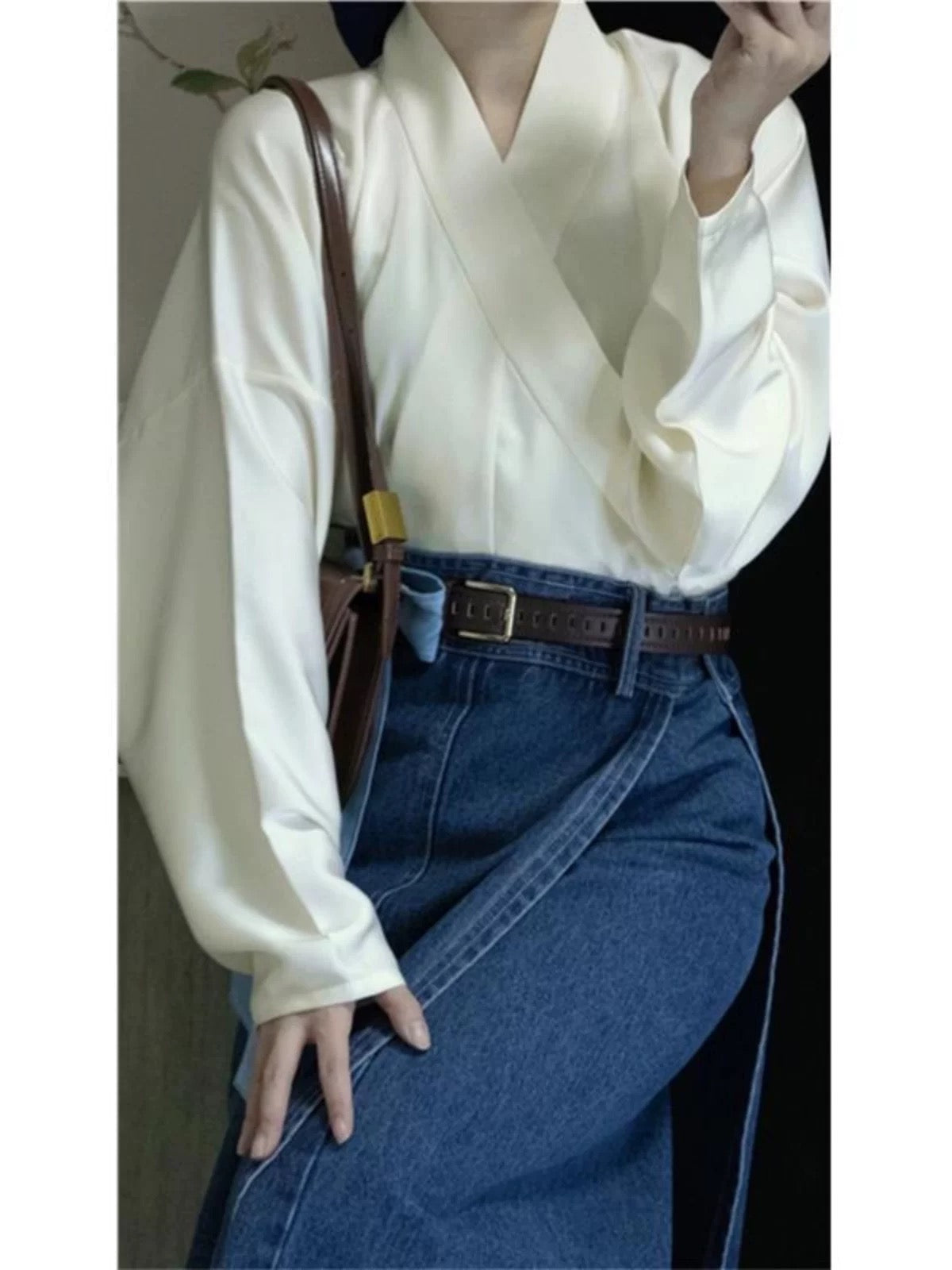 Light Blue Asymmetric Denim Wrap Skirt