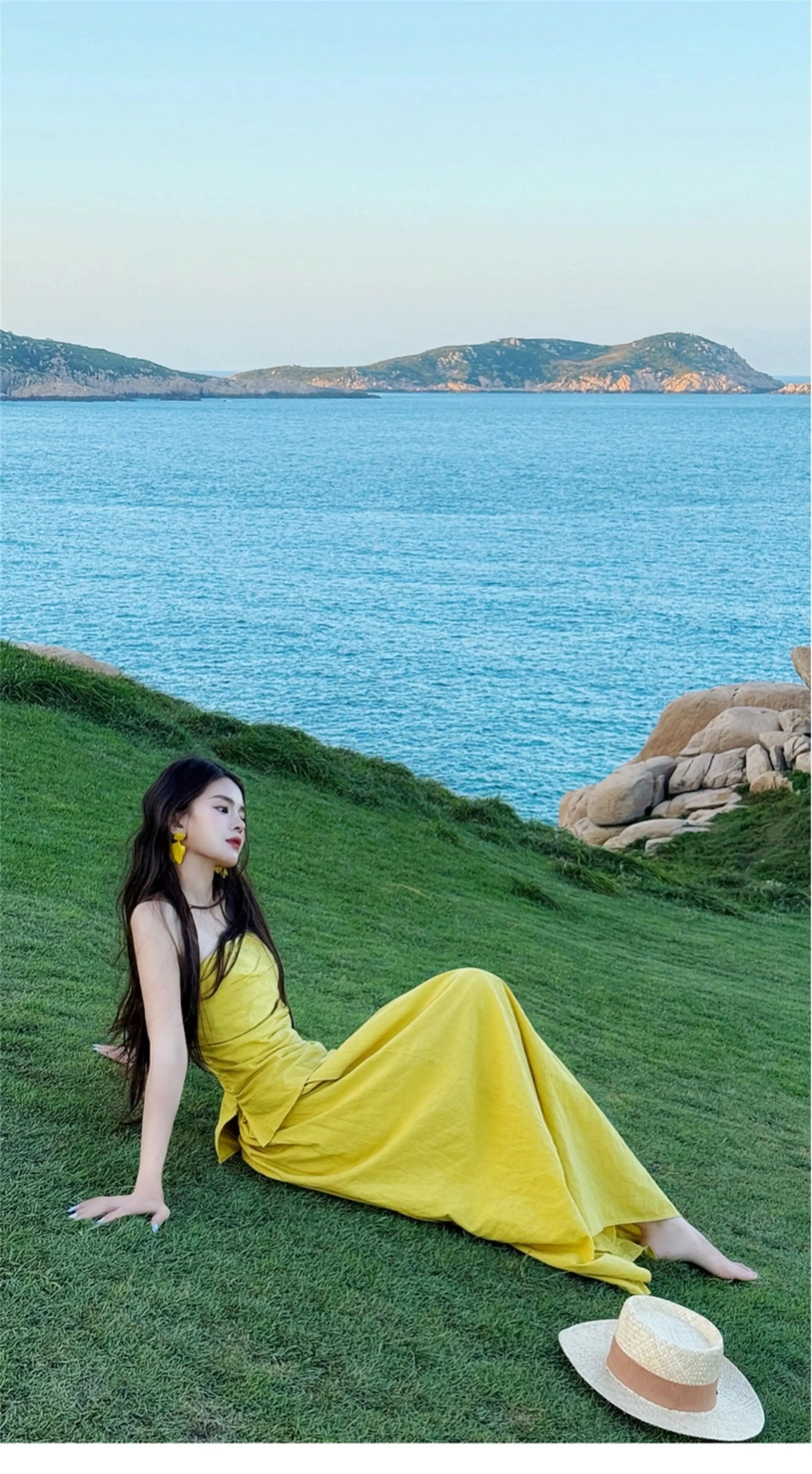 Yellow Strapless Two-Piece Set