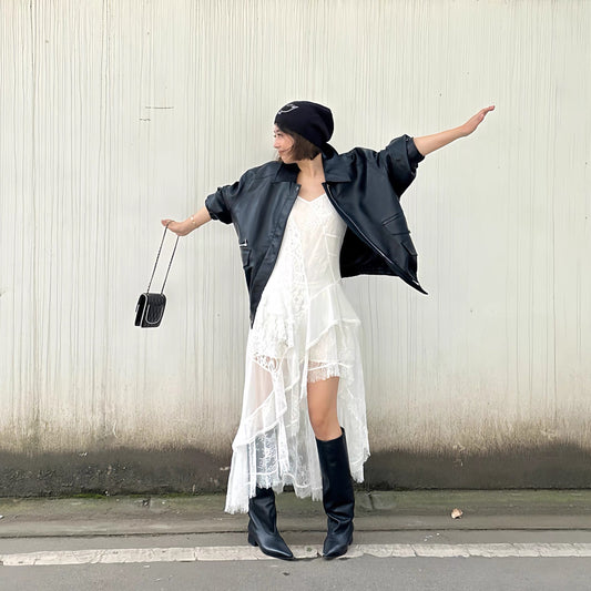 White Lace High-Low Asymmetric Maxi Dress