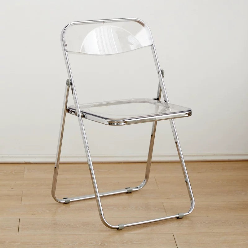 Transparent Acrylic Folding Chair | Modern Ghost Chair | Space-Saving Clear Dining & Event Chair with Chrome Frame