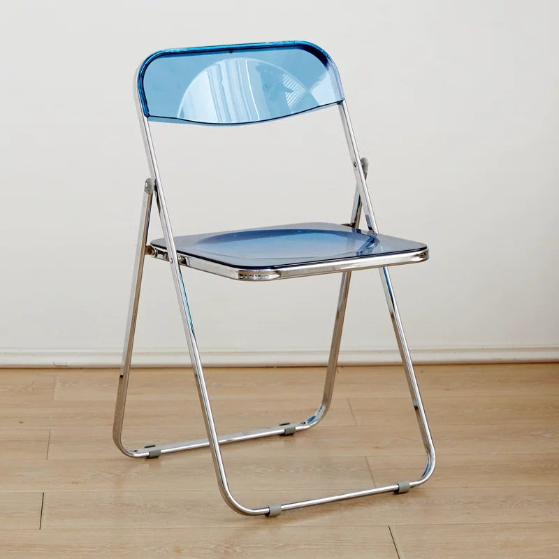 Transparent Acrylic Folding Chair | Modern Ghost Chair | Space-Saving Clear Dining & Event Chair with Chrome Frame