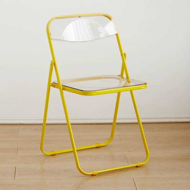 Transparent Acrylic Folding Chair | Modern Ghost Chair | Space-Saving Clear Dining & Event Chair with Chrome Frame