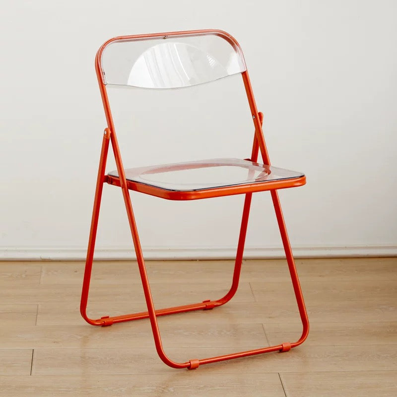 Transparent Acrylic Folding Chair | Modern Ghost Chair | Space-Saving Clear Dining & Event Chair with Chrome Frame