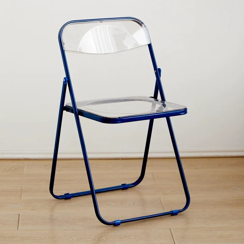Transparent Acrylic Folding Chair | Modern Ghost Chair | Space-Saving Clear Dining & Event Chair with Chrome Frame
