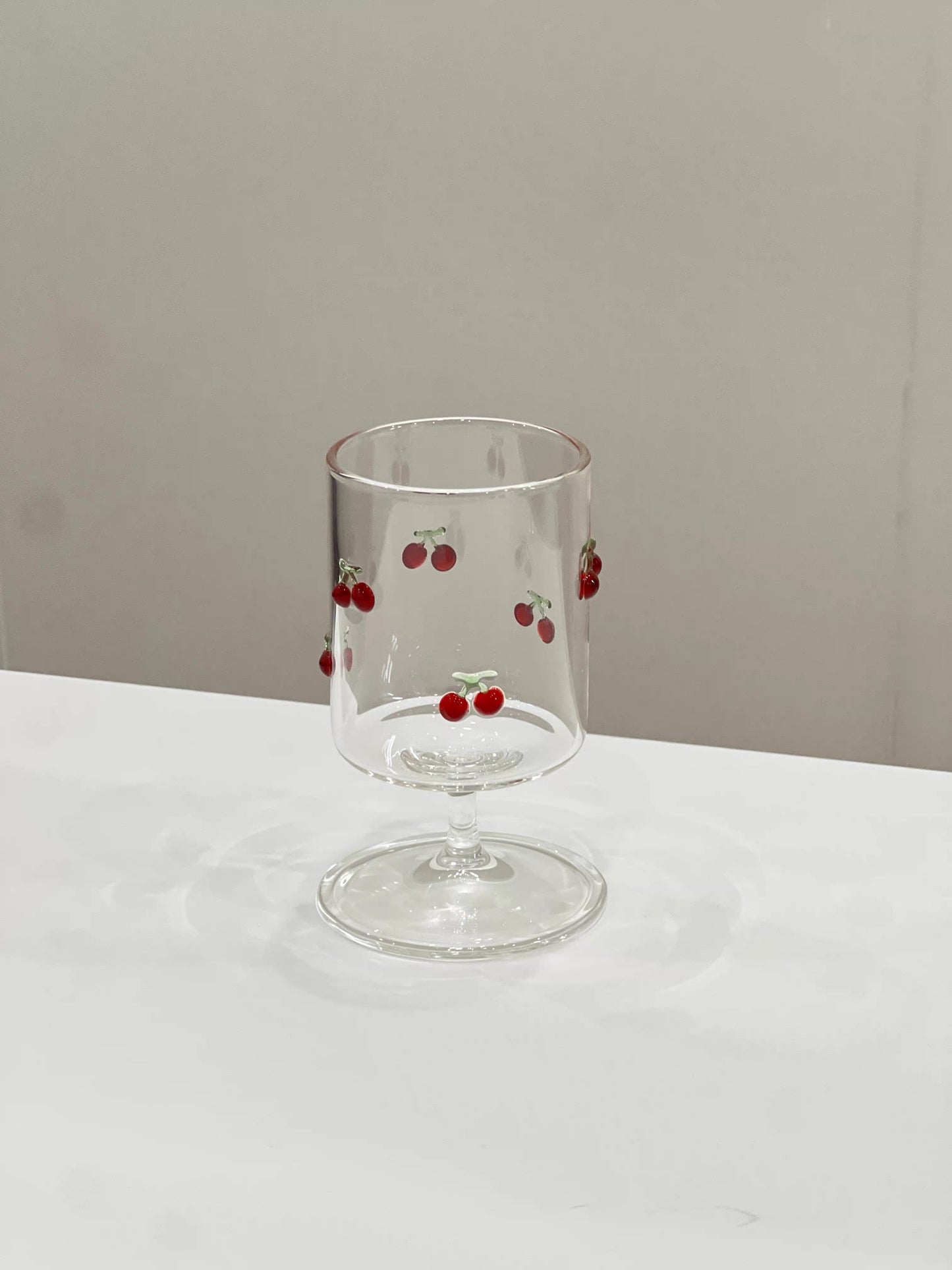 3D Red Cherry Rocks Glass | Artisan Fruit Embossed Tumbler | Cherry Motif Cocktail Glass